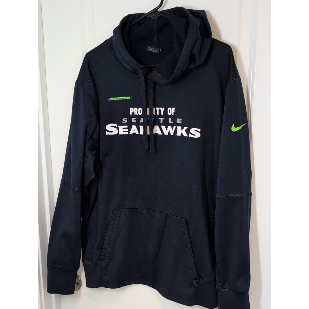 Nike Navy Seattle Seahawks Pullover Hoodie with Neon Green Accents